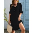 thumbnail image 2 of Bsubseach Women Bathing Suit Cover Up Button Down Beach Dress Black Swimwear Coverups, 2 of 6