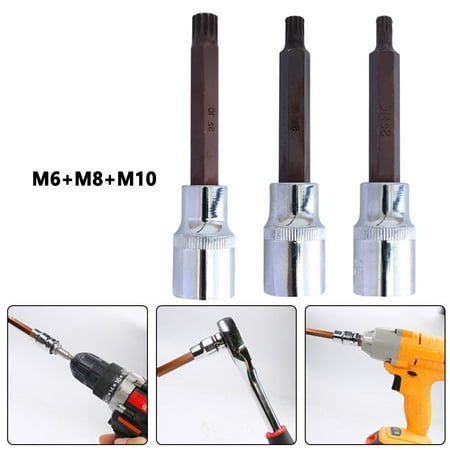 

3pcs 100mm M6-M10 12.7mm Drive Wrench Socket Adapter 12 Point Screwdriver Bit