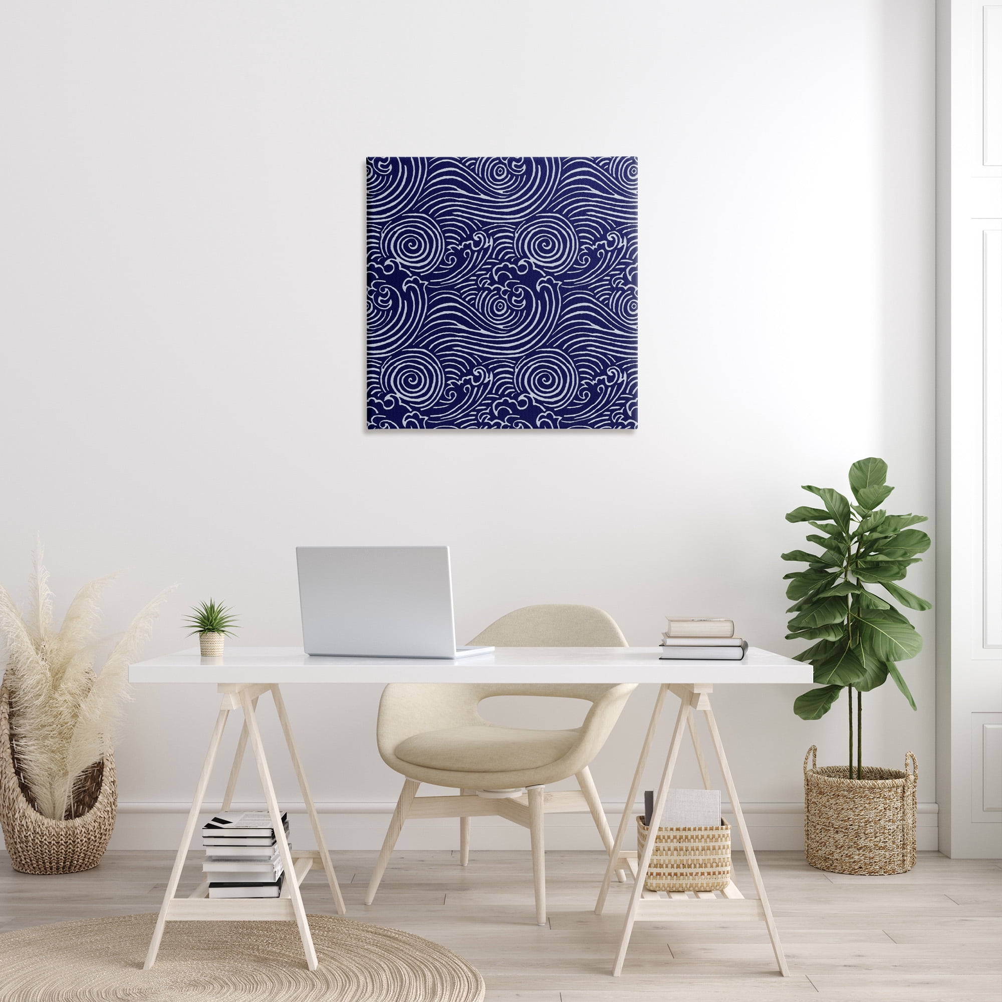 Stupell Industries Blue Traditional Waves Nature Painting Gallery Wrapped Canvas Art Print Wall Art, 30 x 30