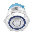 thumbnail image 1 of Interruptor de Botón Pulsador de Metal de 22 mm, 4 Pinos, Señal Luminosa de Alimentación Momentánana IP65, 12-24 V CC, Carcasa de Acero inoxidable, Rojo, Verde, Amarillo, Azul, Azul,, 1 of 7