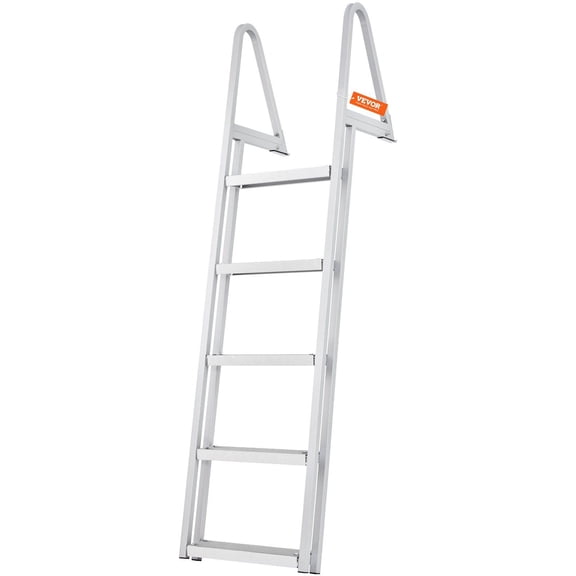 CAFORKP Removable 5-Step Pontoon Boat Dock Ladder, 350 lbs Capacity