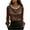 Brown, variant on Women's Dressy Business Blouse Crewneck Diamond Trim Long Sleeve Pearl Satin Style Shirt Casual Trendy Loose Office Work Tops White XXL