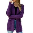 thumbnail image 2 of MRULIC cardigan for women Fashion Women Long Sleeve Casual Winter Cardigan Pocket Solid Color CoatWomen's Cardigan Purple + US:12, 2 of 8