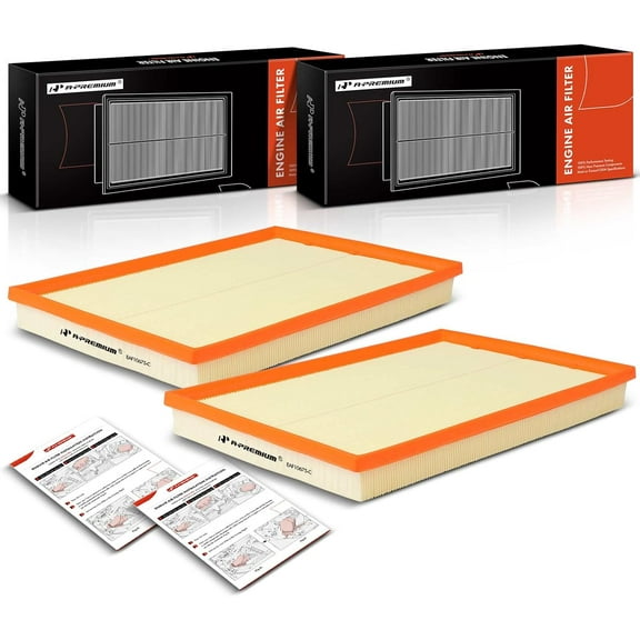 A-Premium 2-PC Engine Air Filter Compatible with BMW E70 Series X5 2007 2008 2009 2010 L6 3.0L, Replace# 13717548888