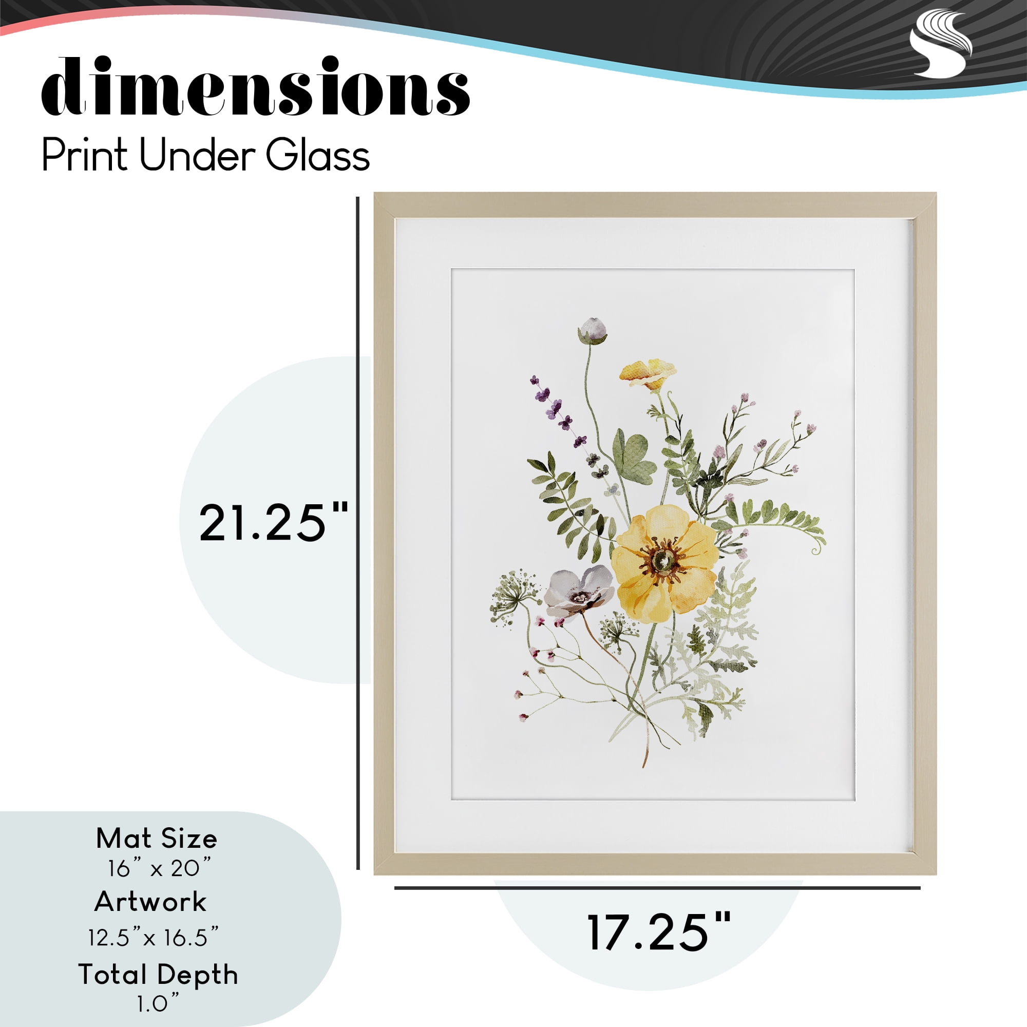 Gardening Herb Blooms Birch Framed Print Under Glass, design by Lettered and Lined