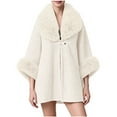 thumbnail image 2 of YUNAFFT Cozy Oversized Plus Size Cape Cardigan with Faux Fur Collar Thickened Warm Mid-Length Open Front Poncho for Women, 2 of 4
