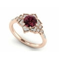 thumbnail image 2 of HeartsAndYou 2.2ct Natural Round Garnet Diamond Flower Milgrain Halo Ring 14k SOLID Rose Gold, 2 of 9
