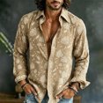 thumbnail image 2 of Men's 70s Vintage Flower Print Button Shirt Casual Relaxed Vacation Top Bohemian Resort Holiday Wear Tunic, 2 of 5