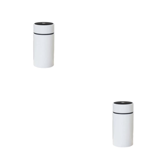 Bewildely Botella de agua de 200ML con pantalla de temperatura, termos, a prueba de óxido, accesorio para exteriores, regalo escolar dulce Blanco 2piezas