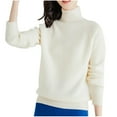thumbnail image 3 of Aboser Turtleneck Sweaters for Women Thick Warm Knit Tops Raglans Long Sleeve Pullover Sweater Loose Comfy Jumper Top Solid Color Warm Clothes White L, 3 of 4