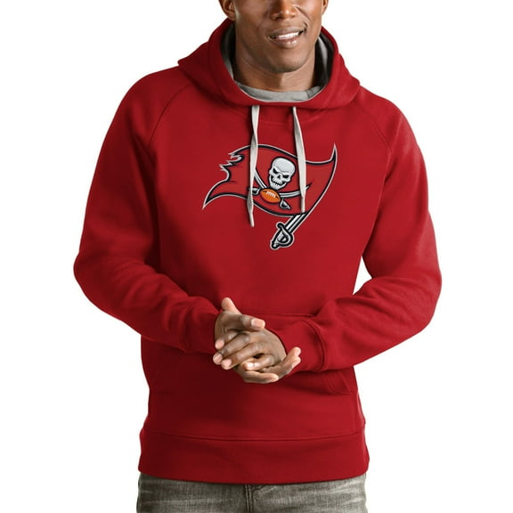 Men's Antigua Red Tampa Bay Buccaneers Victory Team Pullover Hoodie