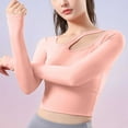 thumbnail image 2 of Kovlvoll Long Sleeve Tops for Women Stretchy Slim Fitting Comfy Running Cropped Sports Yoga Top, 2 of 7