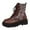 Brown, variant on Women's Ankle Boots Stylish Ankle Boots With Round Toe Sequin Patchwork Lace Up Design Thick Sole And Heels For Fashion Forward Outfits