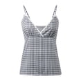 thumbnail image 4 of WEIWEN Womens Spaghetti Strap Tank Top Summer Lattice Lace V Neck Sleeveless Going Out Tank Tops for Women Camisole Tops tx04-Black, S, 4 of 5
