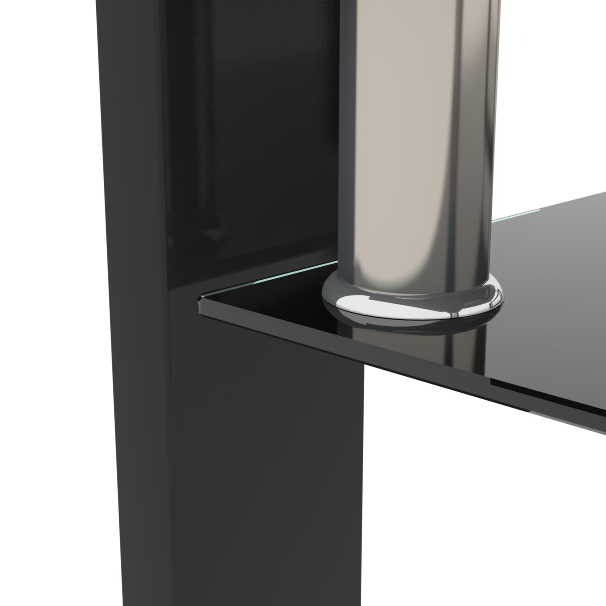 BJSN Coffee Table Glass Top Rectangular End Table Black Metal Legs for Modern Living Room