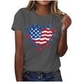 thumbnail image 2 of Women's American Flag Letter Print Short Sleeve Top Round Neck Independence Day Tee Shirt, 2 of 6