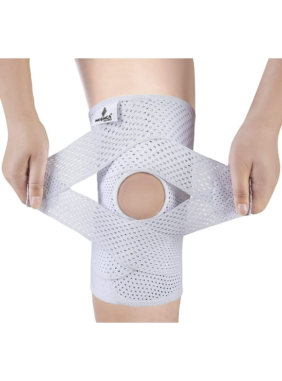 Knee Brace for Knee Pain, Compression Knee Support with Air Mesh Fabric, Adjustable Knee Wrap with Side Stabilizers, Ultra-Soft Bandage for Sports, Running, Meniscus Tear, ACL, Arthritis Relief
