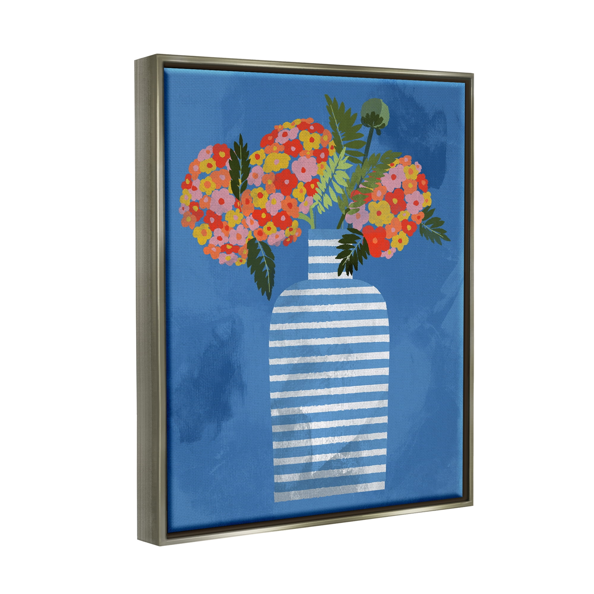 Stupell Industries Contemporary Flower Vase Botanical & Floral Painting Gray Floater Framed Canvas Art Print Wall Art, 25 x 31