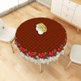 thumbnail image 6 of Nanqianyi Christmas Poinsettia Plaid Round Tablecloth,60 Inch,Washable Table Cover For Family Party Dinning Decor, 6 of 6