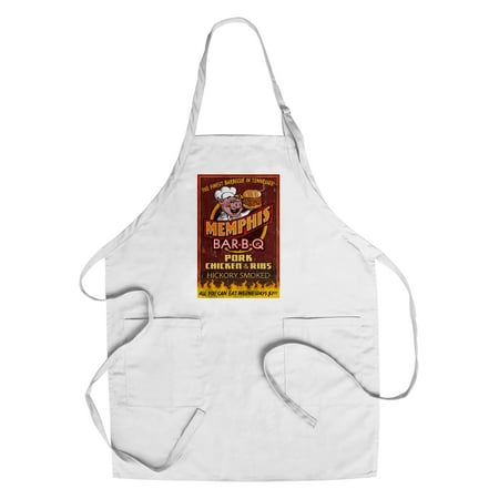 Memphis, Tennesseee - Barbecue Vintage Sign - Lantern Press Artwork (Cotton/Polyester Chef's (Best Barbecue In Memphis Reviews)
