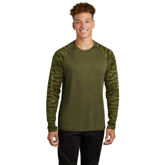 Sport-Tek Drift Camo Colorblock Long Sleeve Tee ST376LS