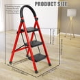 thumbnail image 5 of Step Ladder, 3 Step Ladder Folding Step Stool, Multi-Purpose Collapsible Ladder for Home or RV Outdoor Work, Heavy Duty 330 lbs Load (White, Red), 5 of 7