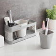 thumbnail image 2 of Leodye 1PCS Plastic Toothbrush Holder & Cup Set, Bathroom Storage Rack for Toothpaste & Toiletries -9.06 × 4.72 × 2.76 in, 2 of 6