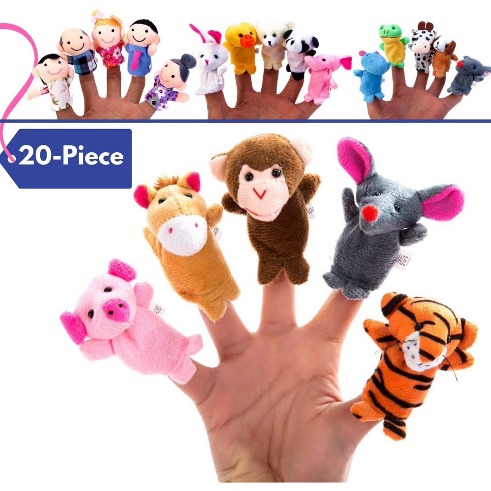 Fun Learning Soft Plush Animal & Family Finger Puppet Set (20 Piece