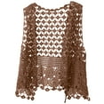 thumbnail image 4 of TTUHYWXI Women's Plus Size Fringe Vest Sleeveless Cardigan Open Front Hollow Out Crochet Knit Boho Vest (Coffee, One Size), 4 of 4