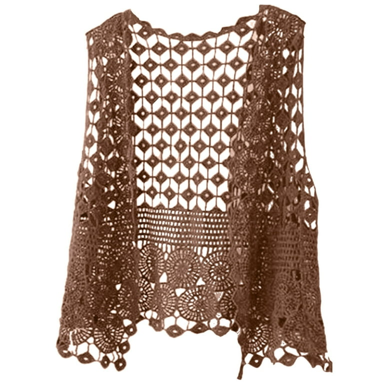 TTUHYWXI Women's Plus Size Fringe Vest Sleeveless Cardigan Open