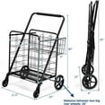 thumbnail image 4 of IRONMAX Jumbo Shopping Cart, Foldable Heavy Duty Grocery Cart w/ 360° Rolling Swivel Wheels & Double Basket, 330 LBS Weight Capacity, Folding Utility Cart for Grocery Laundry Luggage (Black), 4 of 9