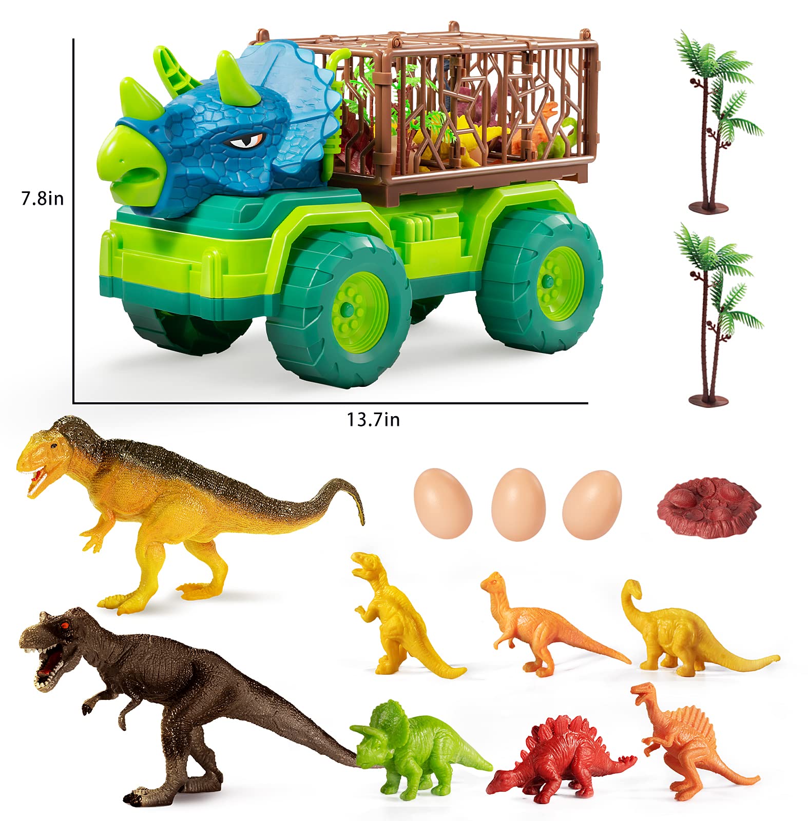 Dinosaur Truck Toys for Kids 3-5 Years, Tyrannosaurus Transport