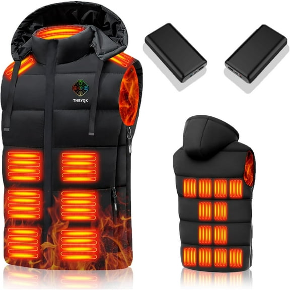 THBYQK 21 Heated Zones Heated Vest, with 40000mAH 7.4V Battery Pack Heated Vest for Men & Women, 5 in 1 Smart Controller
