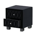thumbnail image 3 of Elegant Velvet Nightstand with 2 Drawers and Crystal Handle, Storage Bedside Table with Button-Tufted, Black, 3 of 8