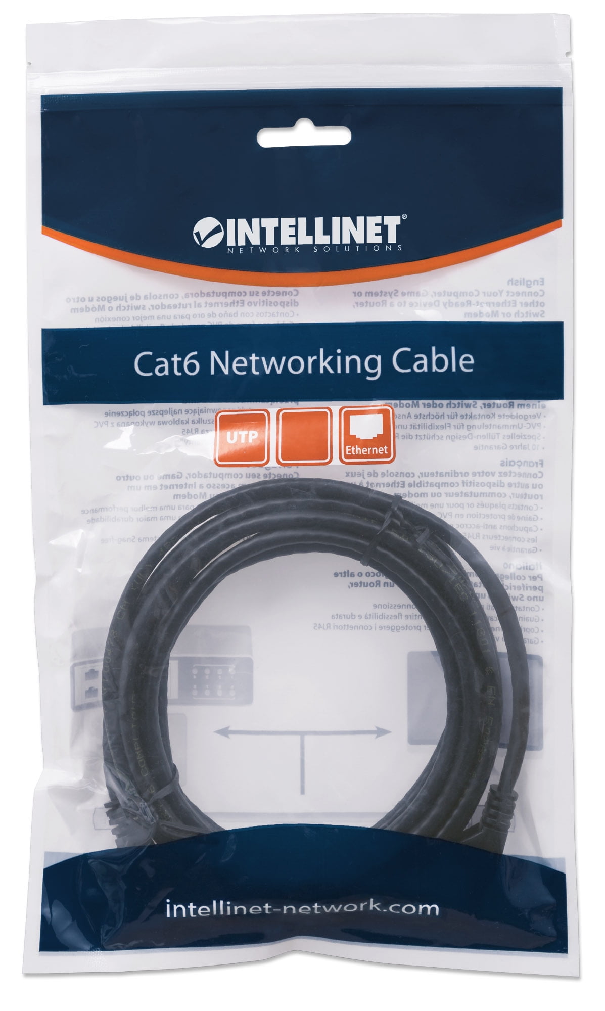 Intellinet Network Cable, Cat6, UTP, 100% Copper, 50 ft., Black