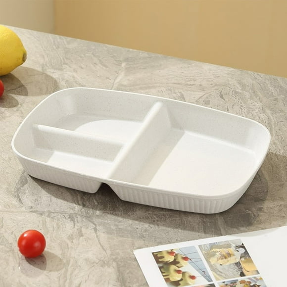 Sectioned Serving Tray, Divided Plate, 3-Compartment Rectangular Plastic Tray for Meals & Parties, 1-Piece