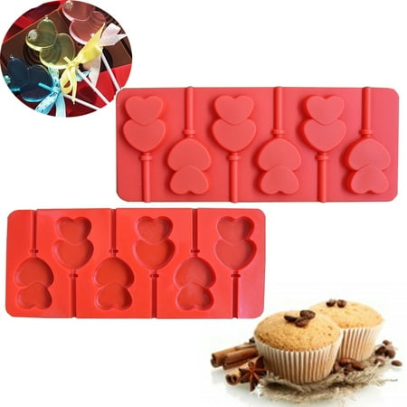 

NIUREDLTD Heart Jelly Lollipop Mould Chocolate Love Double Ice Silicone Cube Gift Lolly Cake Mould