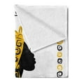 thumbnail image 2 of African Soft Flannel Fleece Throw Blanket, Female Head Portrait in Frame with Ornament Lines Design, Cozy Plush for Indoor and Outdoor Use, 50" x 70", Black Earth Yellow, by Ambesonne, 2 of 5
