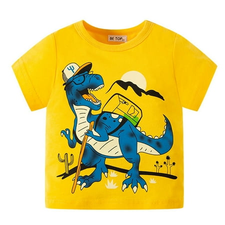 

Toddler Kids Baby Boys T-Shirts Girls Cartoon Dinosaur Short Sleeve Crew Neck Tops Tee Clothes For Children