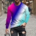 thumbnail image 2 of BLVB Long Sleeve Shirts for Men Trendy Gradient Crew Neck Pullover Tops Casual Plus Size Workout Blouse Tee Dark Blue, 2 of 5