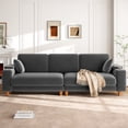 thumbnail image 4 of Patbrela 101" Oversized Corduroy Sofa with Storage, 24" Extra Deep Seat Couch, Comfy Upholstered with Cup Holder, 2 Pillows, Gray, 4 of 12