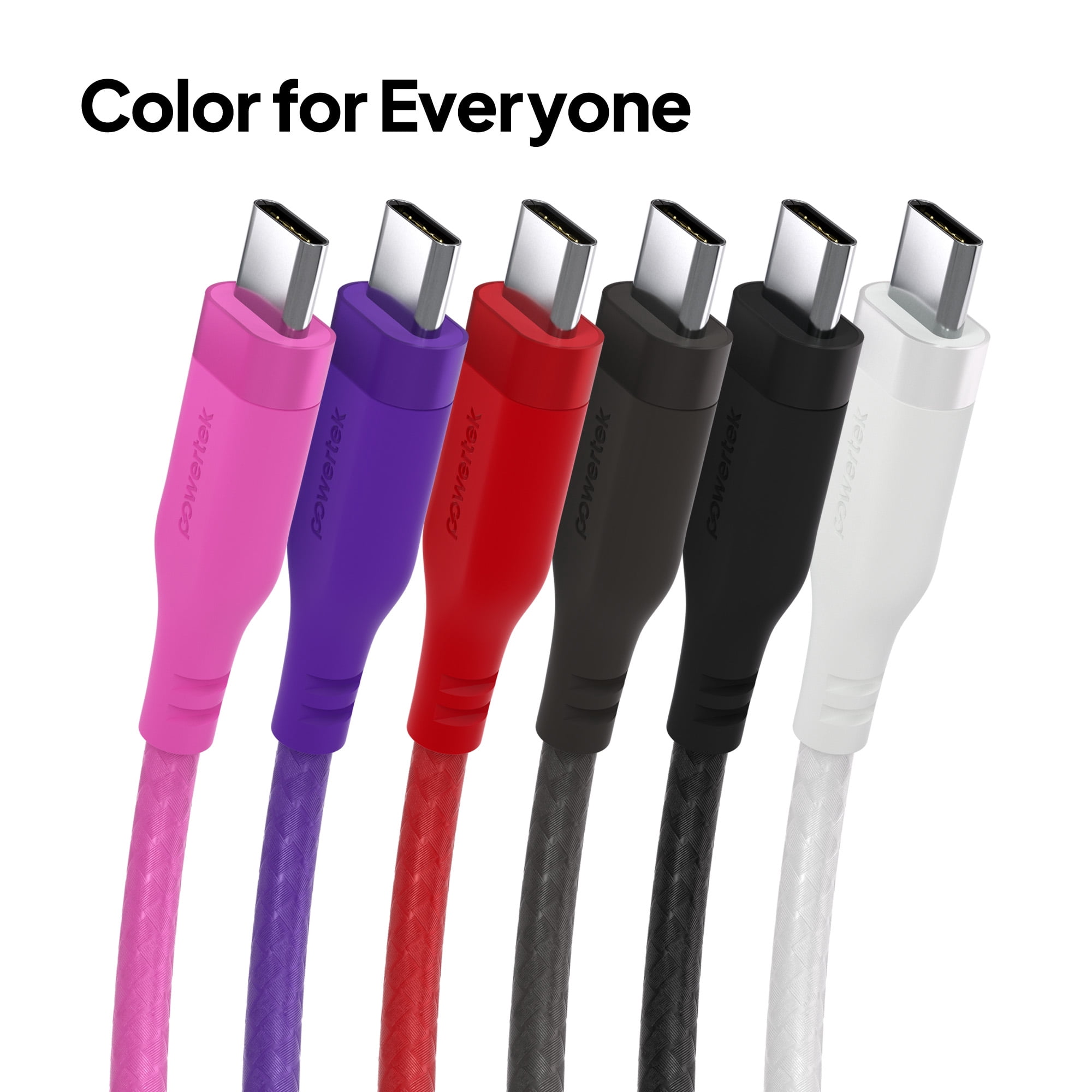 Powertek USB-A to USB-C (Type-C) Charging Cable, Carbon Design Texture, 6 ft, Red
