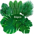 thumbnail image 2 of Plantas tropicales, hojas verdes falsas, hojas de palma artificiales para luau 84PCS, 2 of 7