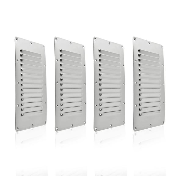MARINE CITY Rectangle Stamped Louvered Vent 316 Grade Stainless Steel Size: 5" x 9"  Polished Finish, Rust & Corrosion Resistant, Durable for Boats, Marines, Yachts, Caravans, and Homes Pack of 4