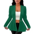thumbnail image 2 of ITSAME Womens Long Sleeve Coat Open Front One-Button Ruffle Hem Ladies Fashion Casual Jacket Green Size XL, 2 of 6
