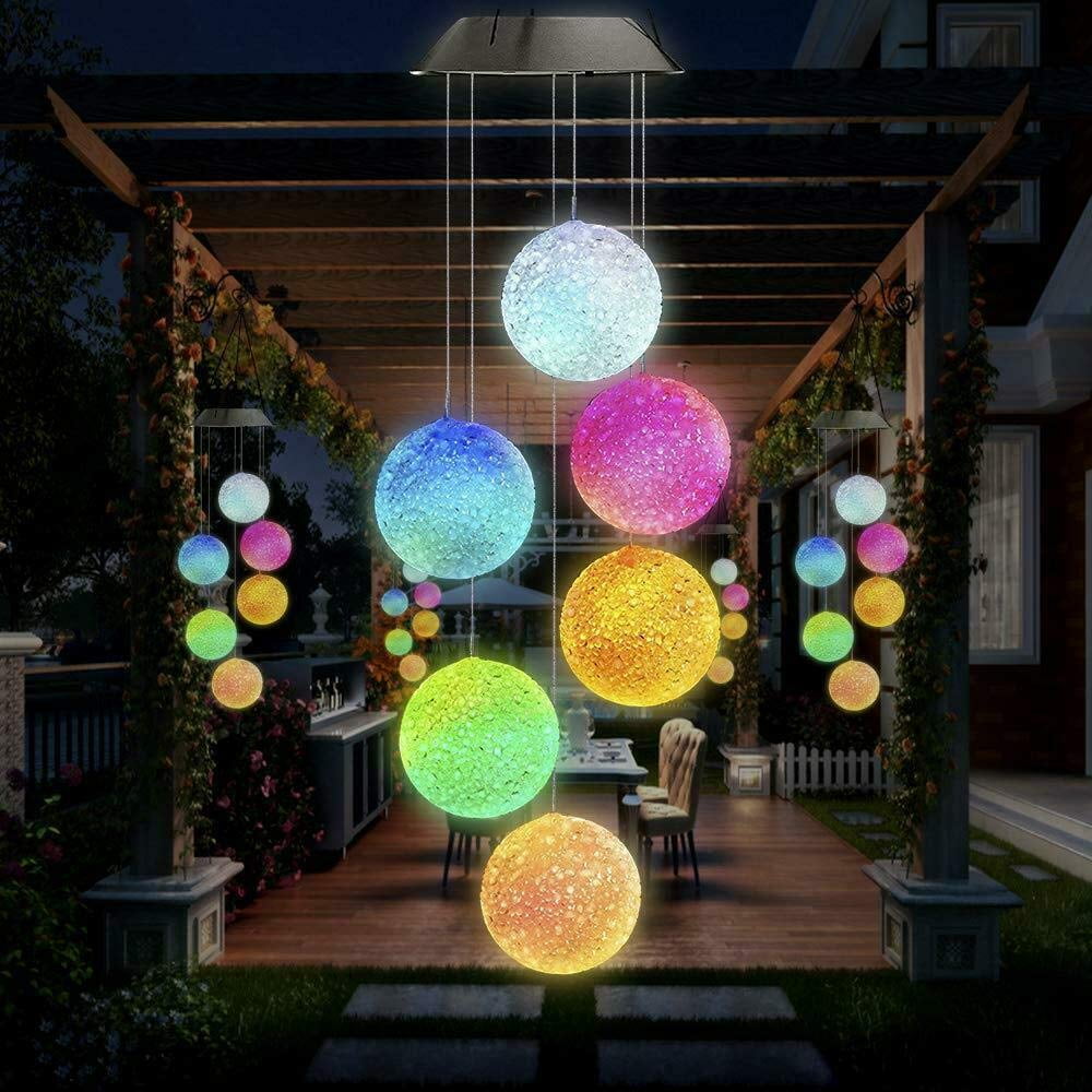 Gifts for Mom Waterproof Decorative Light with Color Changing LED Lights niboameu Solar Wind Chimes Crystal Ball Wind Chimes with Bells Romantic Décor for Garden Yard Home Wife Grandma