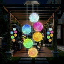 EpicGadget Crystal Ball Solar Light, Solar Ball Wind Chime Color Changing Outdoor Solar Garden Decorative Lights for Walkway Pathway Backyard Christmas Decoration Parties (Crystal Ball)