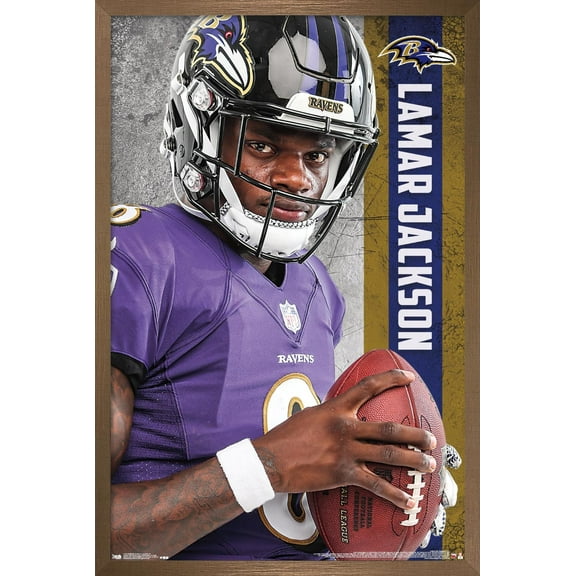 NFL Baltimore Ravens - Lamar Jackson 18 Wall Poster, 14.725" x 22.375", Framed