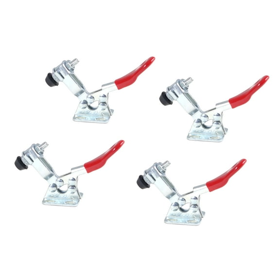 POWERTEC 4PK Toggle Clamp, 60 lbs Holding Capacity, 201 Quick Release Horizontal Clamps w/ Antislip Rubber Pressure Tip for Woodworking Jigs and Fixtures, Welding, Drill Press, Crosscut Sled (20321)