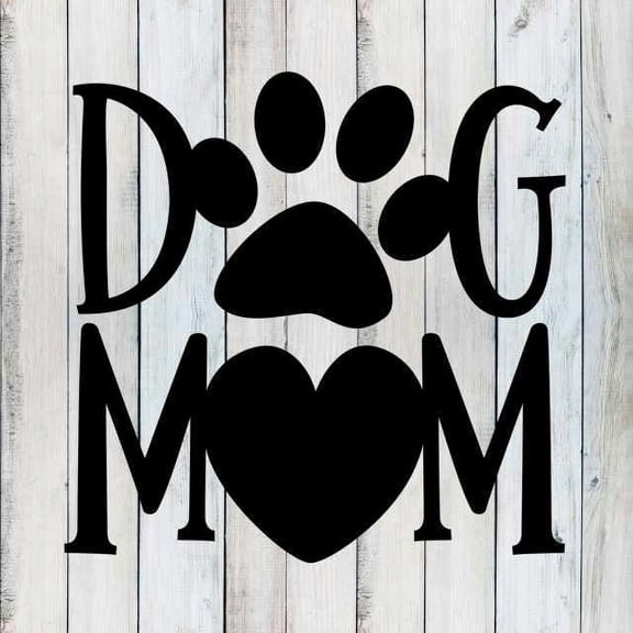 Dog Mom Pets Rustic Farmhouse Style White Wood Sign Wall Décor Gift 12 x 12 Wood Sign B3-12120001056